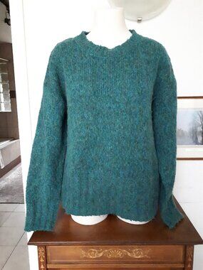 Sweater, Wool Blend, Teal - Sz. L